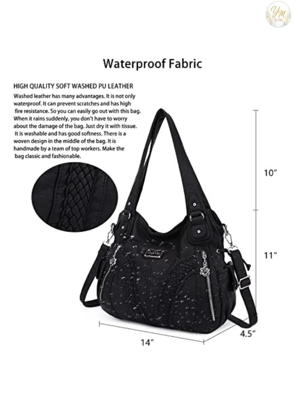 Women's Faux Leather Tote Bag with Adjustable Strap